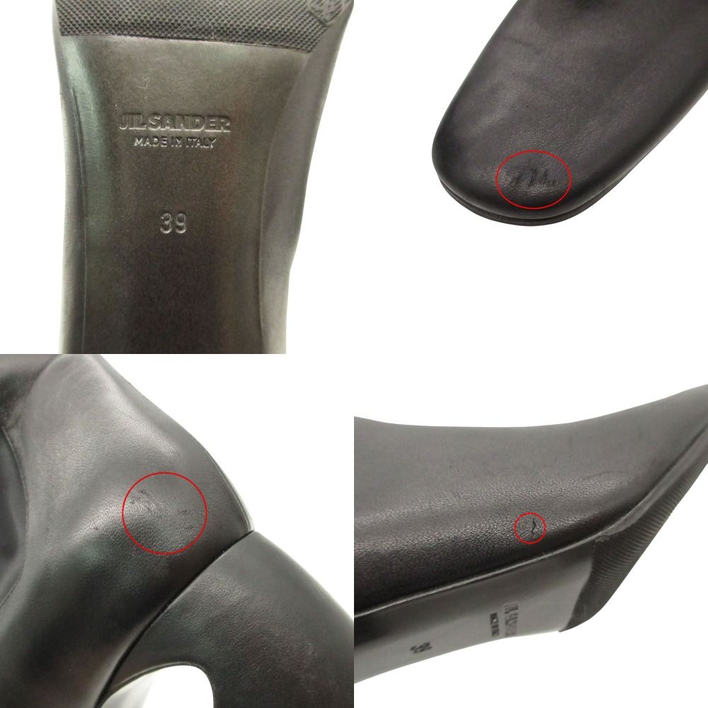 美品 JIL SANDER ジルサンダー サイドゴア ブーツ アンクル ナッパ レザー ラムスキン JS34120A イタリア製 靴 ブラック 24.5cm レディース 【中古】