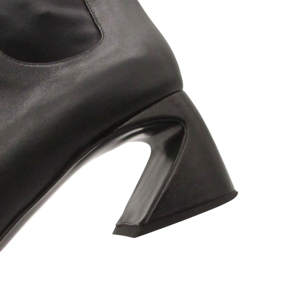 美品 JIL SANDER ジルサンダー サイドゴア ブーツ アンクル ナッパ レザー ラムスキン JS34120A イタリア製 靴 ブラック 24.5cm レディース 【中古】