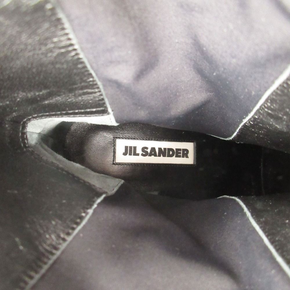 美品 JIL SANDER ジルサンダー サイドゴア ブーツ アンクル ナッパ レザー ラムスキン JS34120A イタリア製 靴 ブラック 24.5cm レディース 【中古】
