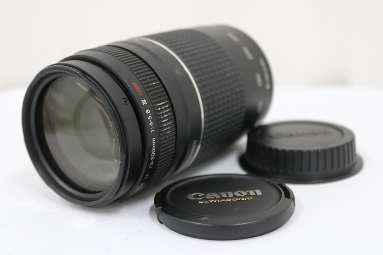 【返品保証】 キャノン Canon EF75-300mm F4-5.6 III USM ULTRASONIC 前後キャップ付き レンズ e11947