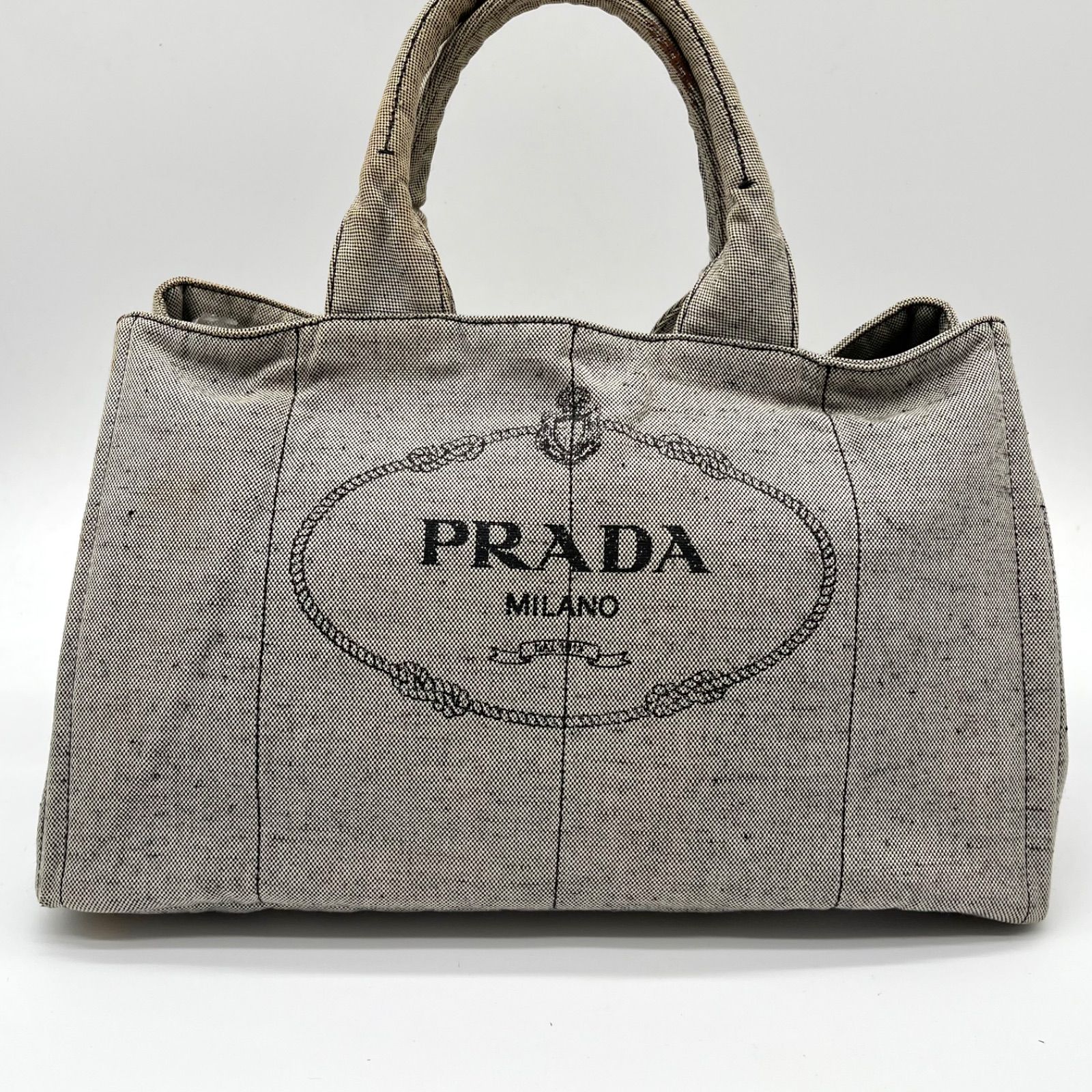 PRADA プラダ カナパ Lサイズ ロゴジャガード トートバッグ マザーズ