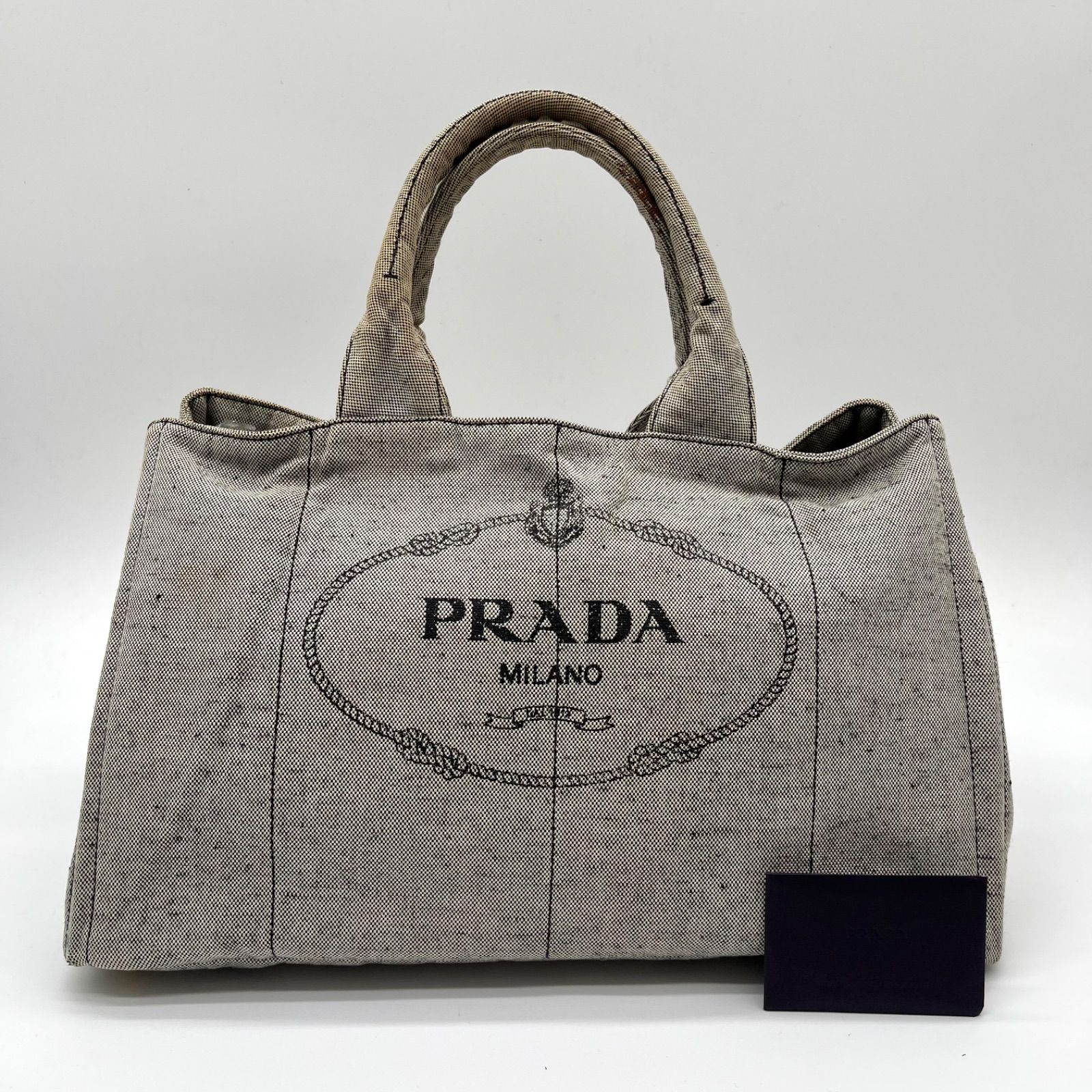 PRADA プラダ カナパ Lサイズ ロゴジャガード トートバッグ マザーズ