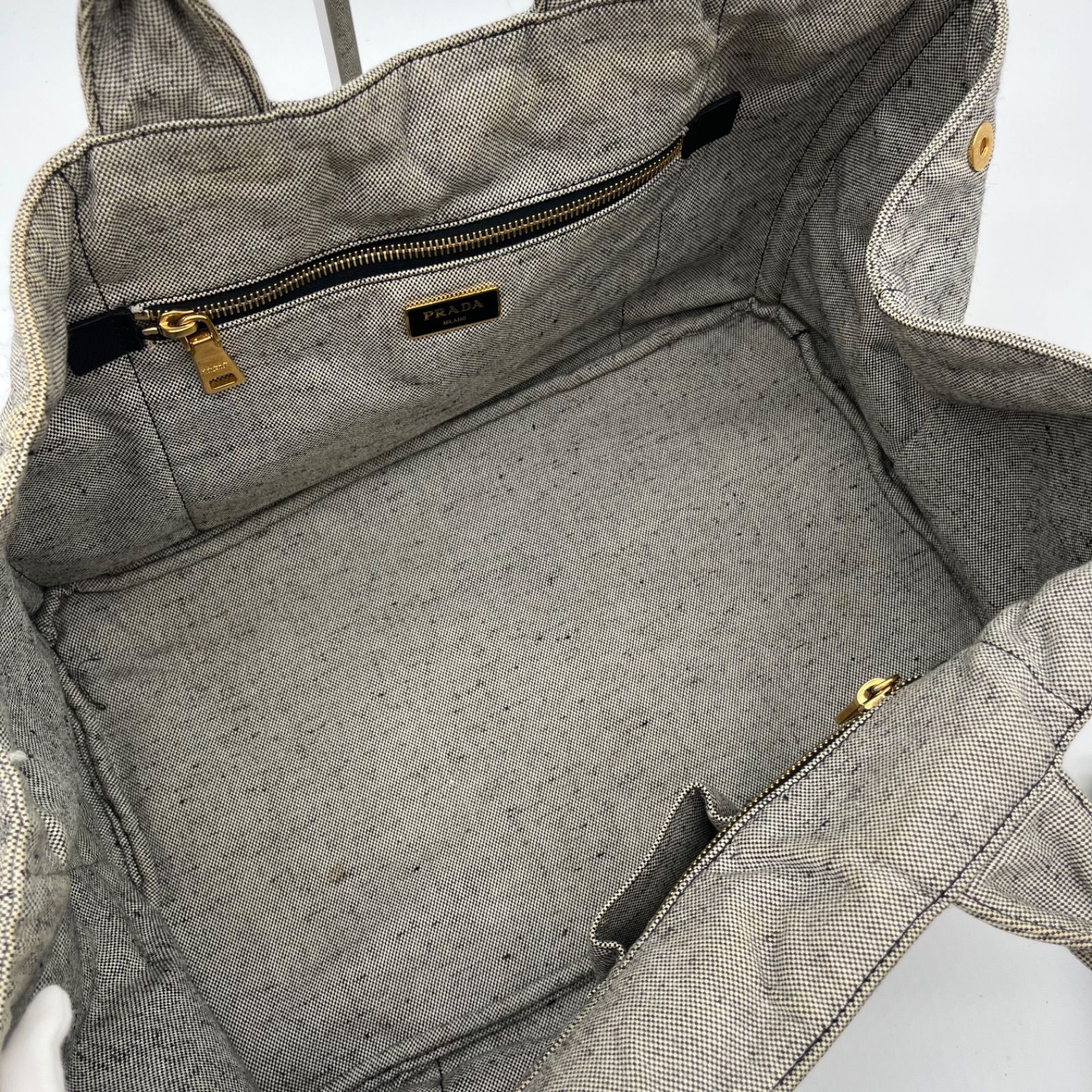 PRADA プラダ カナパ Lサイズ ロゴジャガード トートバッグ マザーズ 
