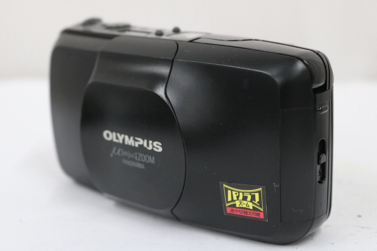 【返品保証】 オリンパス Olympus μ mju ZOOM PANORAMA ブラック 35-70mm コンパクトカメラ e12045
