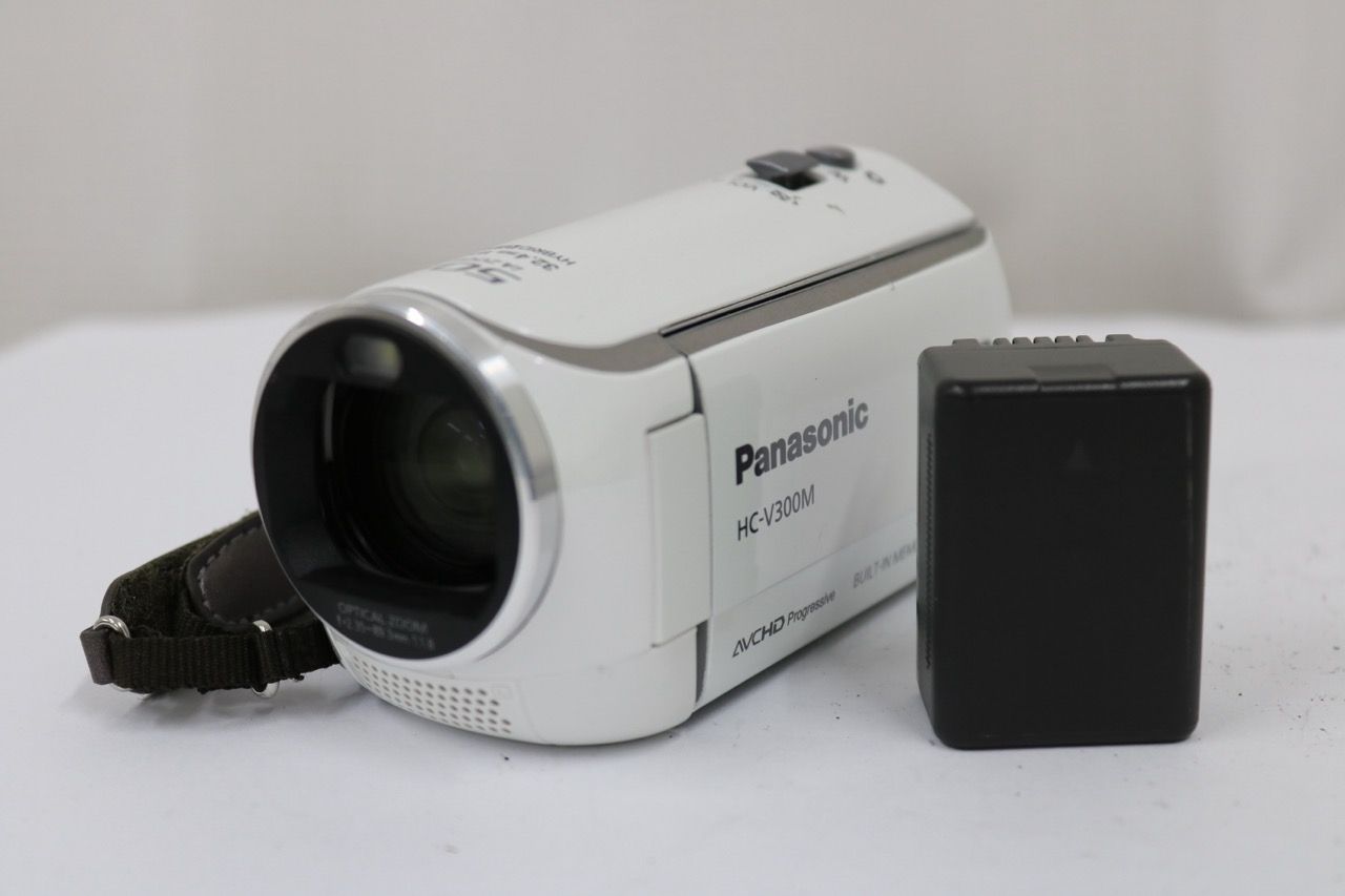 【返品保証】 パナソニック Panasonic HC-V300M ホワイト 50x バッテリー付き ビデオカメラ e12040
