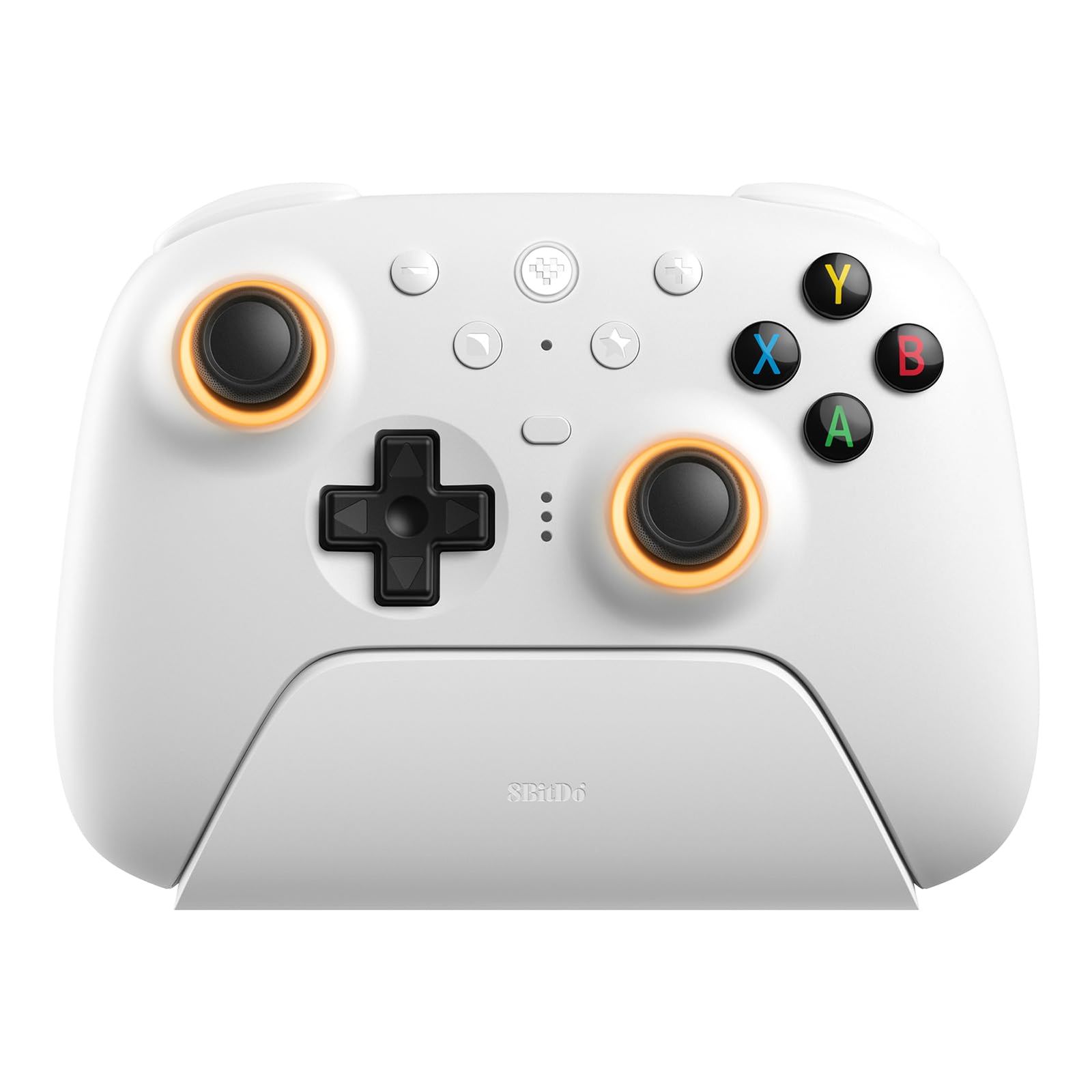 8BitDo Ultimate 2 ワイヤレス コントローラー Windows & Android 用、TMR ジョイスティック付きゲーム コントローラー、切り替え可能なホール効果/触覚トリガー、RGB ファイヤー リング、8 スピード ワイヤ [White]