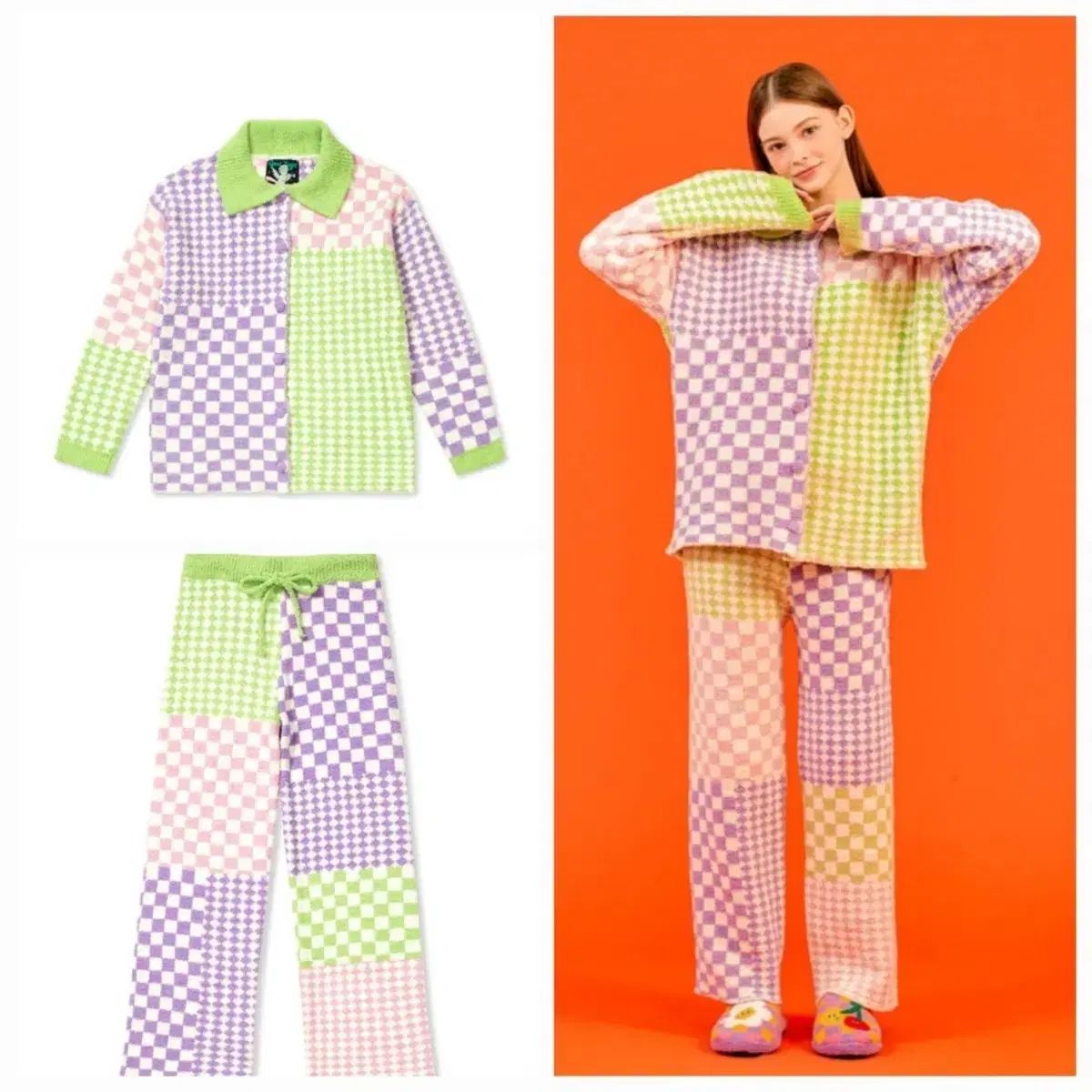 ウィグルウィグル パジャマセット-Grape patchwork
