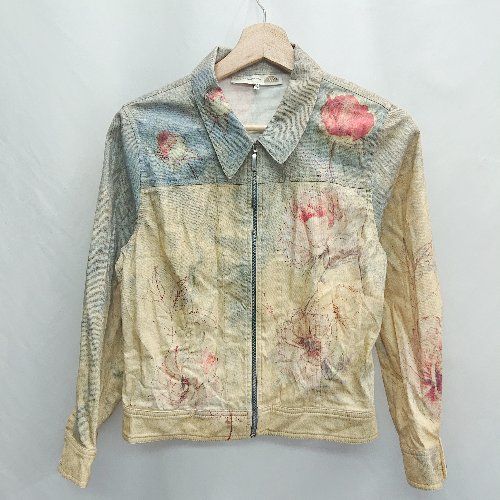 ◇ ⊇ florence korn pour ecru 花柄 ジップアップ 長袖 シャツ サイズ 