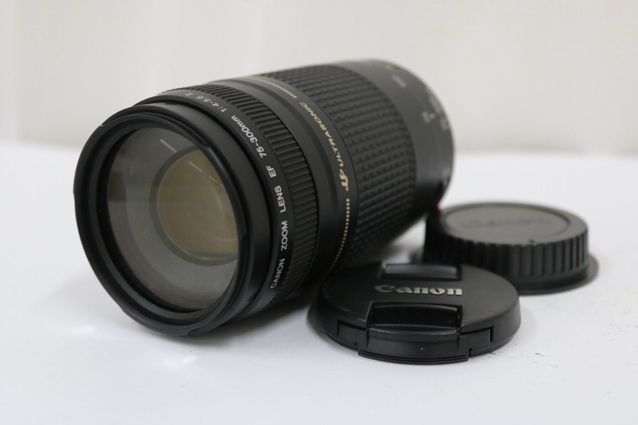 【返品保証】 キャノン Canon EF75-300mm F4-5.6 II ULTRASONIC 前後キャップ付き レンズ e12223