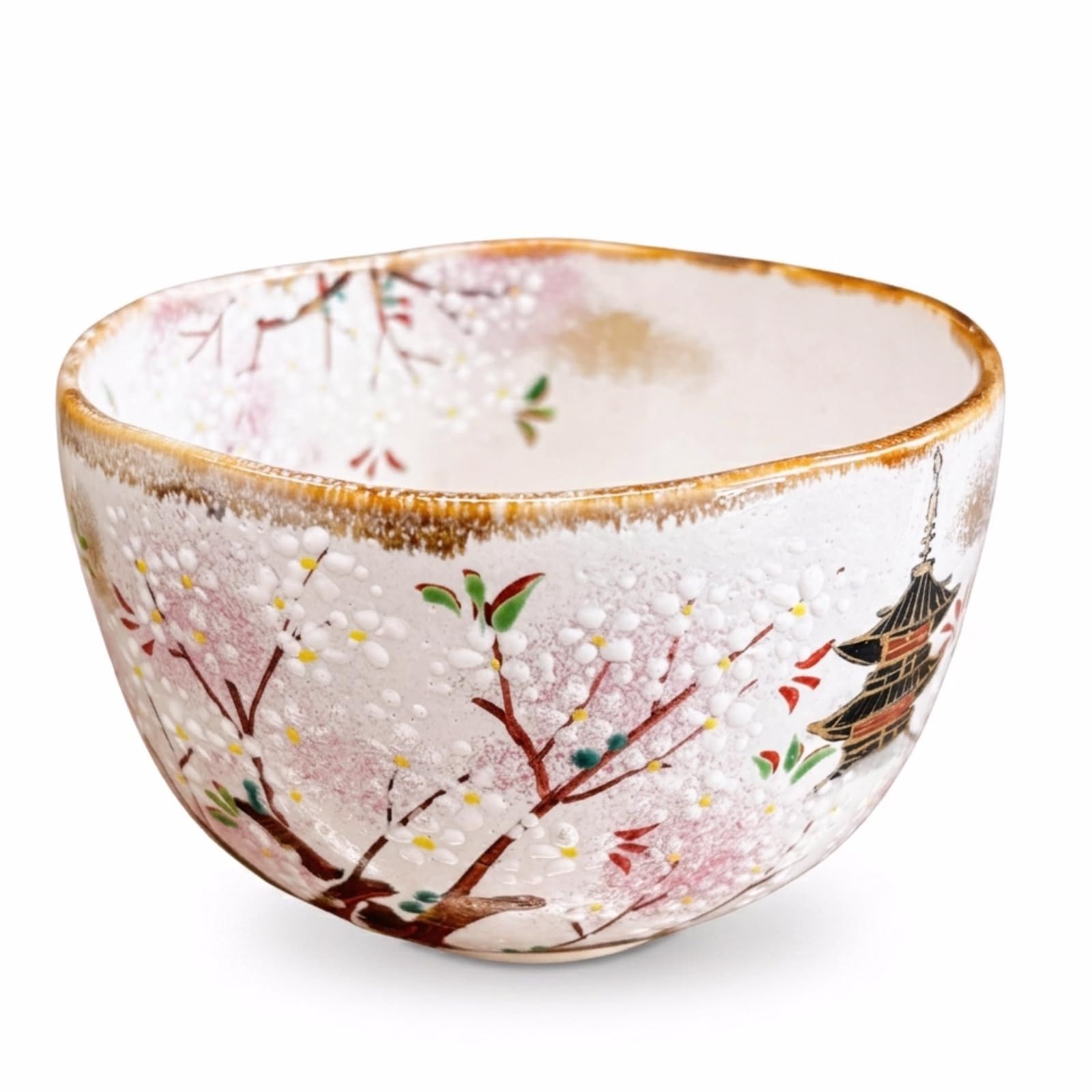 森下秋彩作 抹茶茶碗 抹茶碗 茶碗 乾山 御室桜 日本製 陶器 茶道具 職人 手書き 春 桜 伝統工芸 高級 華やか 贈り物 茶会 稽古用 おもてなし ギフト [陶器] [御室桜]