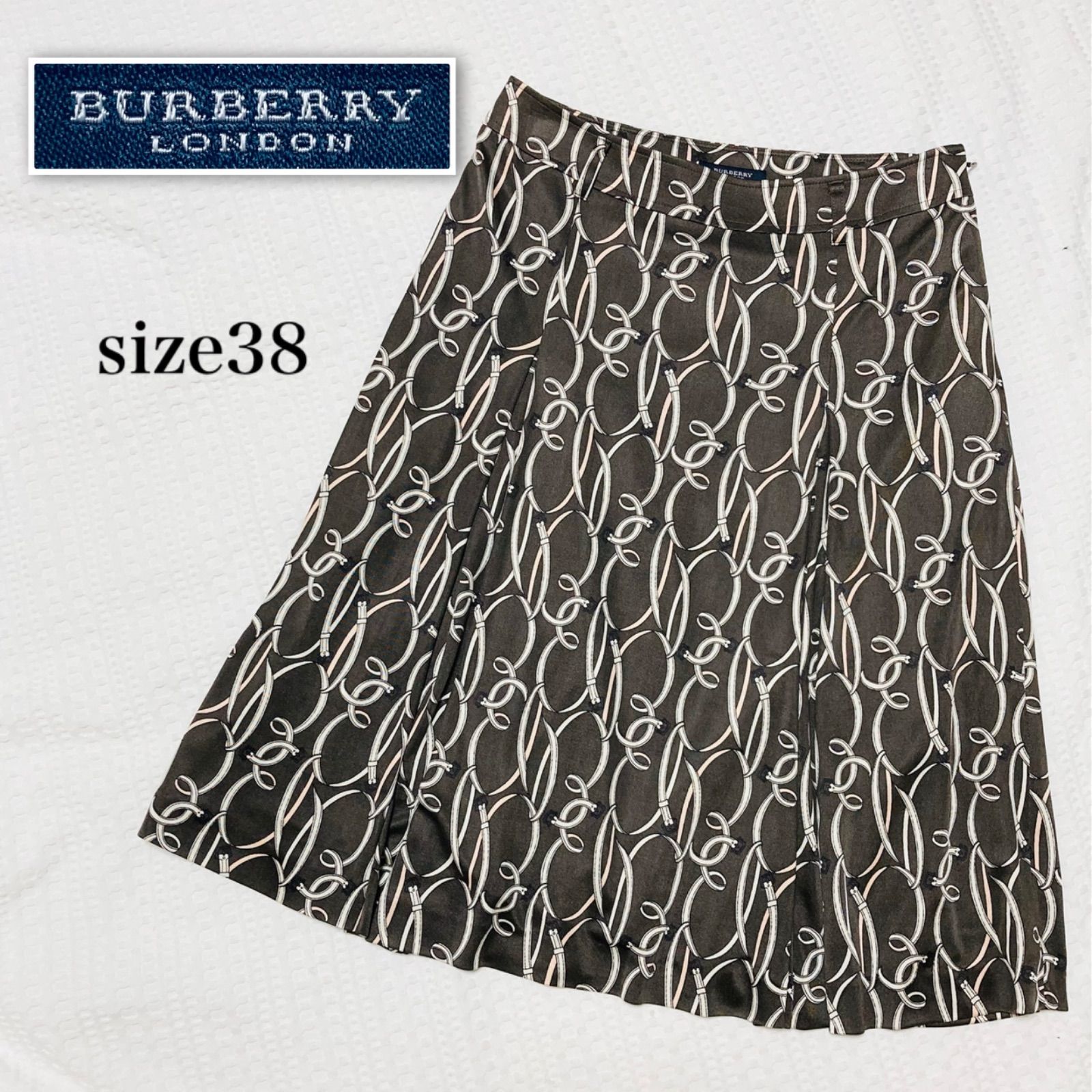 [美品]バーバリーロンドン　フレアスカート　　シルク　38 M □極美品□BURBERRY LONDON バーバリーロンドン プリーツフレア
