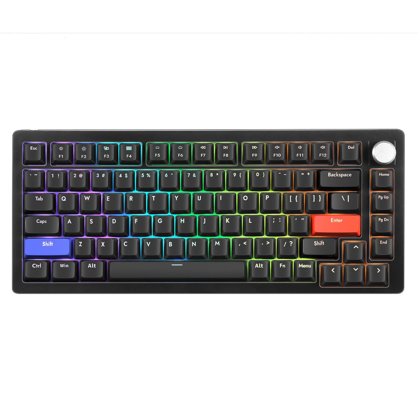 DrunkDeer A75 ラピッドトリガー キーボード メカニカル TKL 磁気スイッチRGB 有線 USB コンパクトゲーミング用 82キー ノブ付き ゴースト防止 こぼれ防止 ブラック [Black-OEM-ABS]