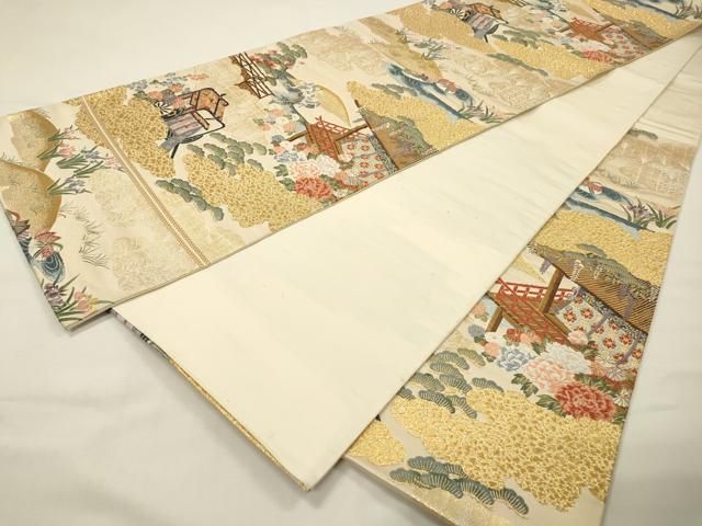 平和屋本店▽六通柄袋帯 唐織 九百錦 王朝の調べ 本金箔 正絹 逸品