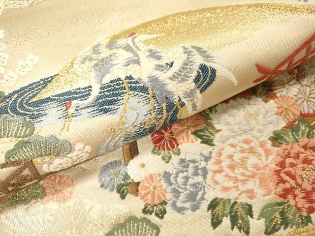 平和屋本店▽六通柄袋帯 唐織 九百錦 王朝の調べ 本金箔 正絹 逸品
