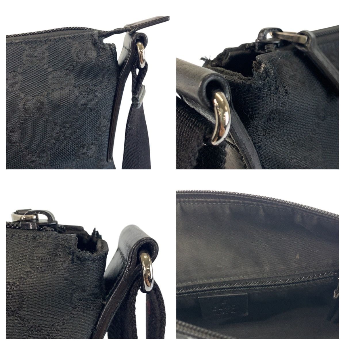 GUCCI グッチ ブラック 黒 GGキャンバス/レザー 145857 ショルダー