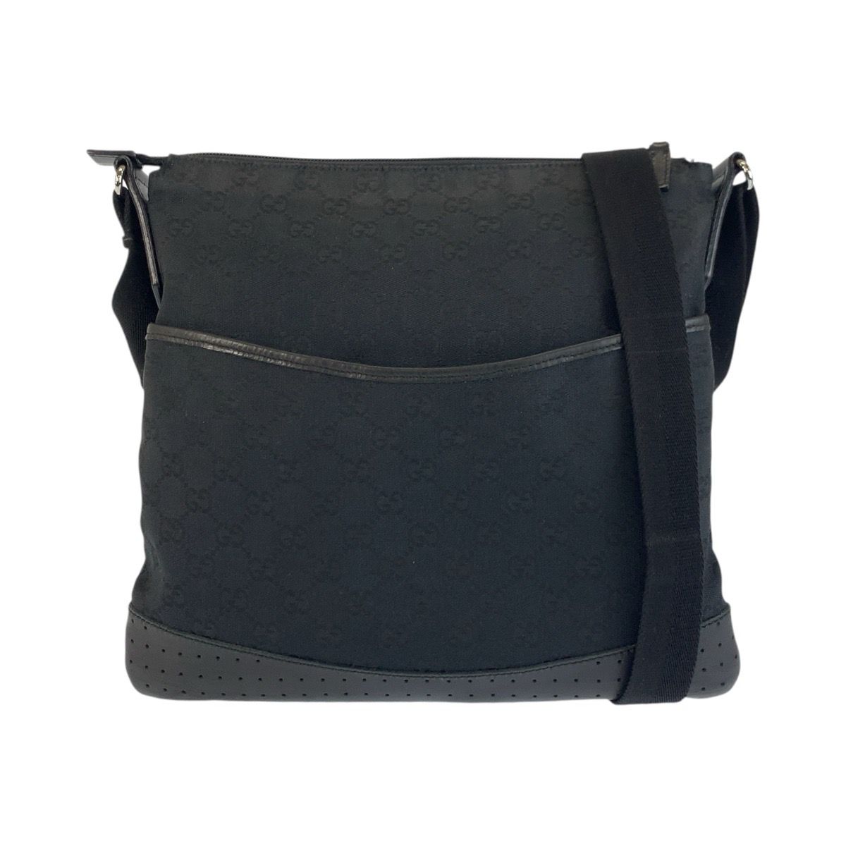 GUCCI グッチ ブラック 黒 GGキャンバス/レザー 145857 ショルダー 