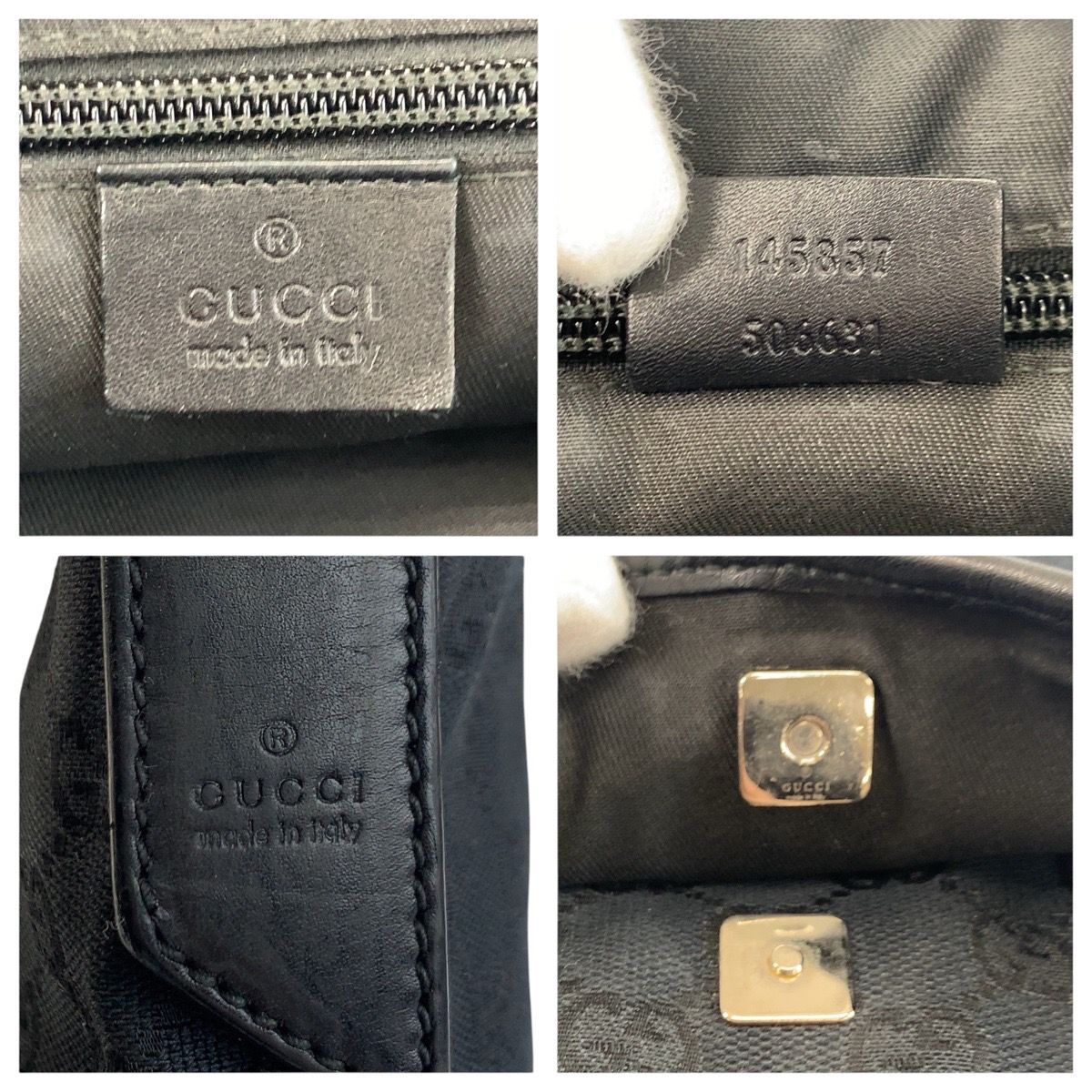 GUCCI グッチ ブラック 黒 GGキャンバス/レザー 145857 ショルダー