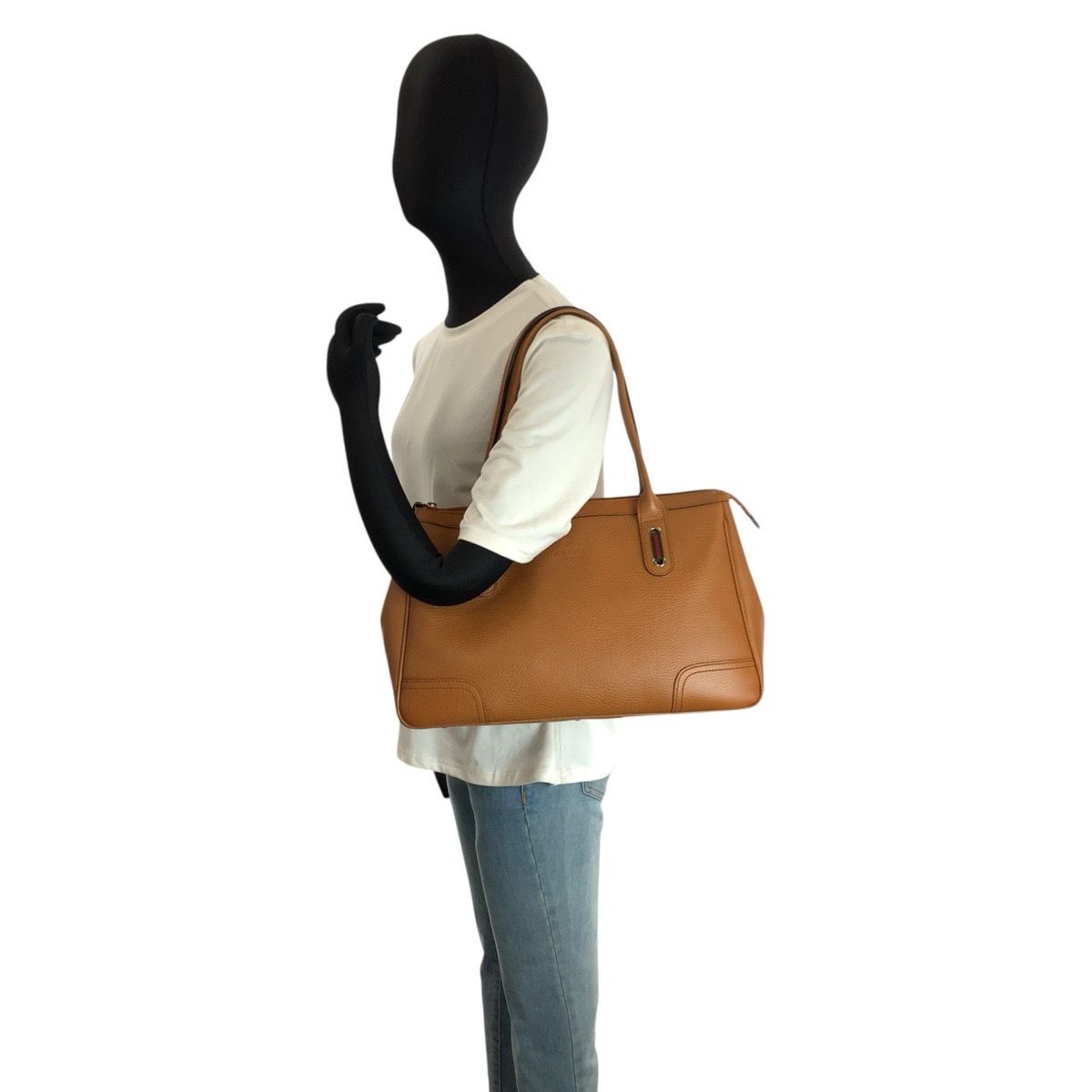 美品 GUCCI グッチ シェリーライン ブラウン シルバー金具 レザー 