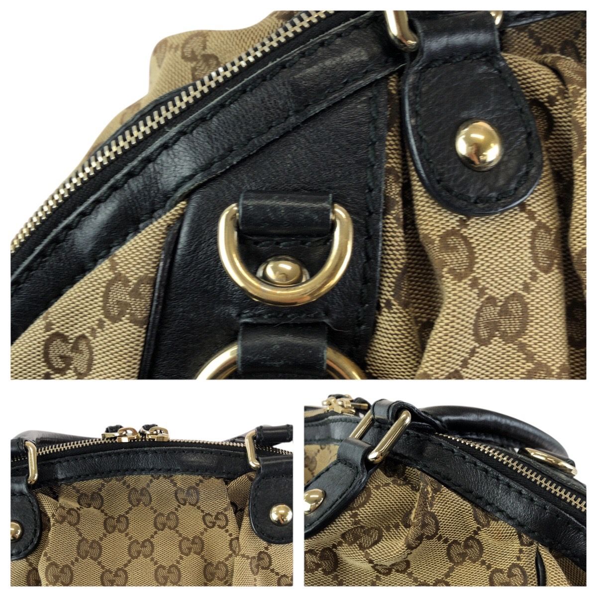 美品 GUCCI グッチ スーキー 2way ベージュ ブラック ゴールド金具 GG 