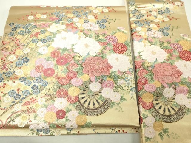 平和屋本店▼つけ帯　唐織　瑞華花車文　本金箔　正絹　逸品　DABG9540sf
