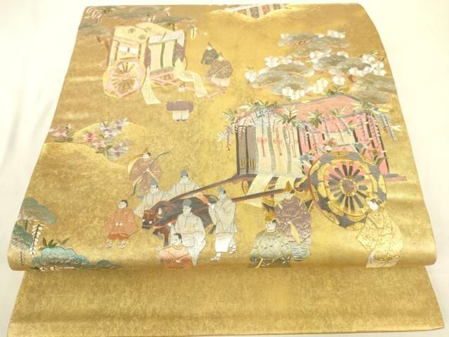 平和屋本店▼太鼓柄袋帯　総刺繍　葵祭　引箔　本金箔　正絹　逸品　DABF3990op