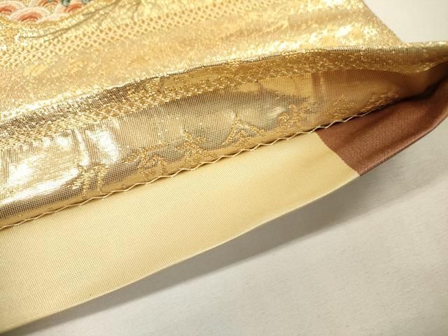 平和屋本店▽六通柄袋帯 唐織 招宴松寿文 九百本金弐重箔 正絹 逸品