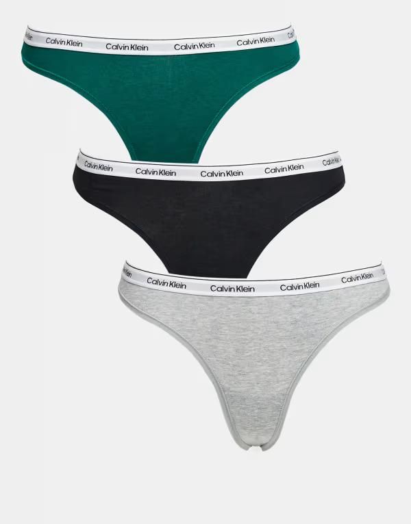 カルバンクライン レディース アンダーウェア ブリーフパンツ ロゴ Calvin Klein Icon Logo 3 pack thongsgraygreen Multi マルチカラー