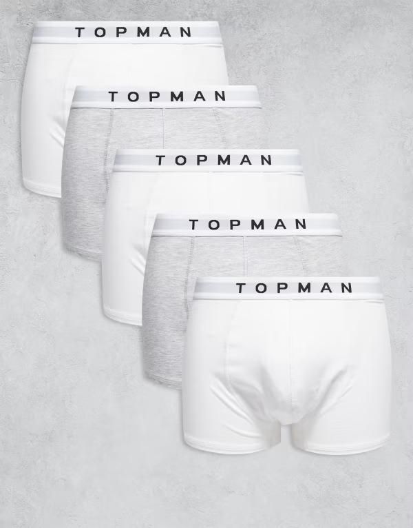 トップマン メンズ アンダーウェア トランクス Topman 5 pack briefs and gray heather with white waistbands Multi マルチカラー