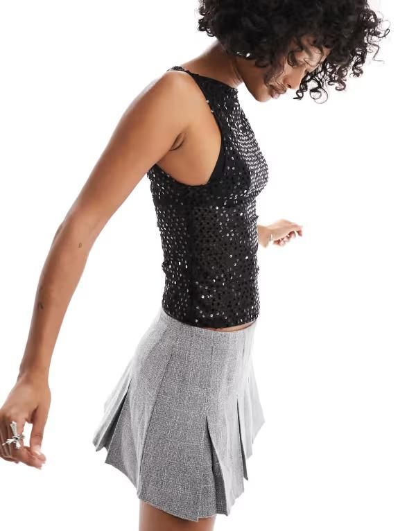 モーテル レディース トップス タンクトップ スパンコール Motel dudley sequin tank top Black ブラック