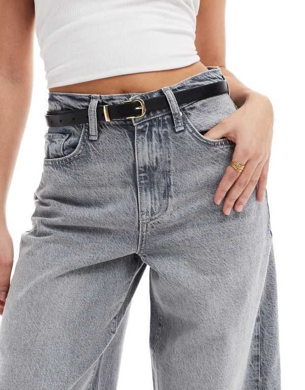 ピーシーズ レディース アクセサリー ベルト レザー フェイクレザー Pieces skinny faux leather belt Black ブラック