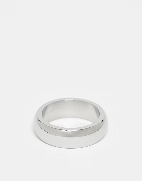 エイソス メンズ アクセサリー リング Tシャツ ASOS DESIGN waterproof stainlessteel plain band ring SILVER シルバー