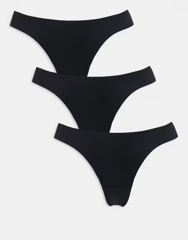 オンリー レディース アンダーウェア ブリーフパンツ レース ONLY 3 pack brazilian briefs with lace detail Black ブラック