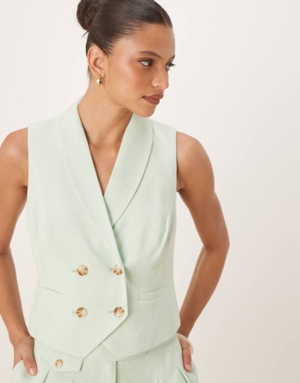 ノーバディーズ チャイルド レディース トップス ベスト クロップド Nobodys Child double breasted cropped vest in sage part of a set Sage Green グリーン