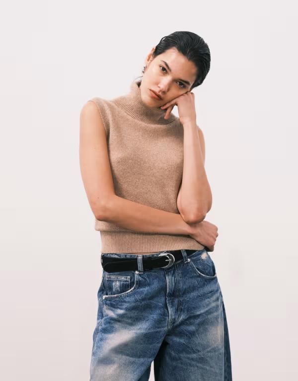 エイソス レディース トップス ベスト ハイネック ASOS DESIGN mid weight fitted high neck tank top in camel part of a set Camel キャメル