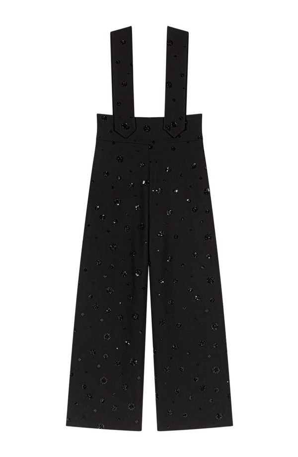 マージュ レディース ボトムス レギンス パンツ 刺繍 majembroidered trousers with braces Black ブラック