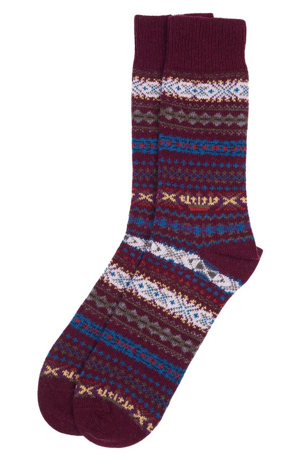 バブアー メンズ アンダーウェア 靴下 ウール Barbour Boyd Lambswool Blend Socks Burgundy バーガンディ