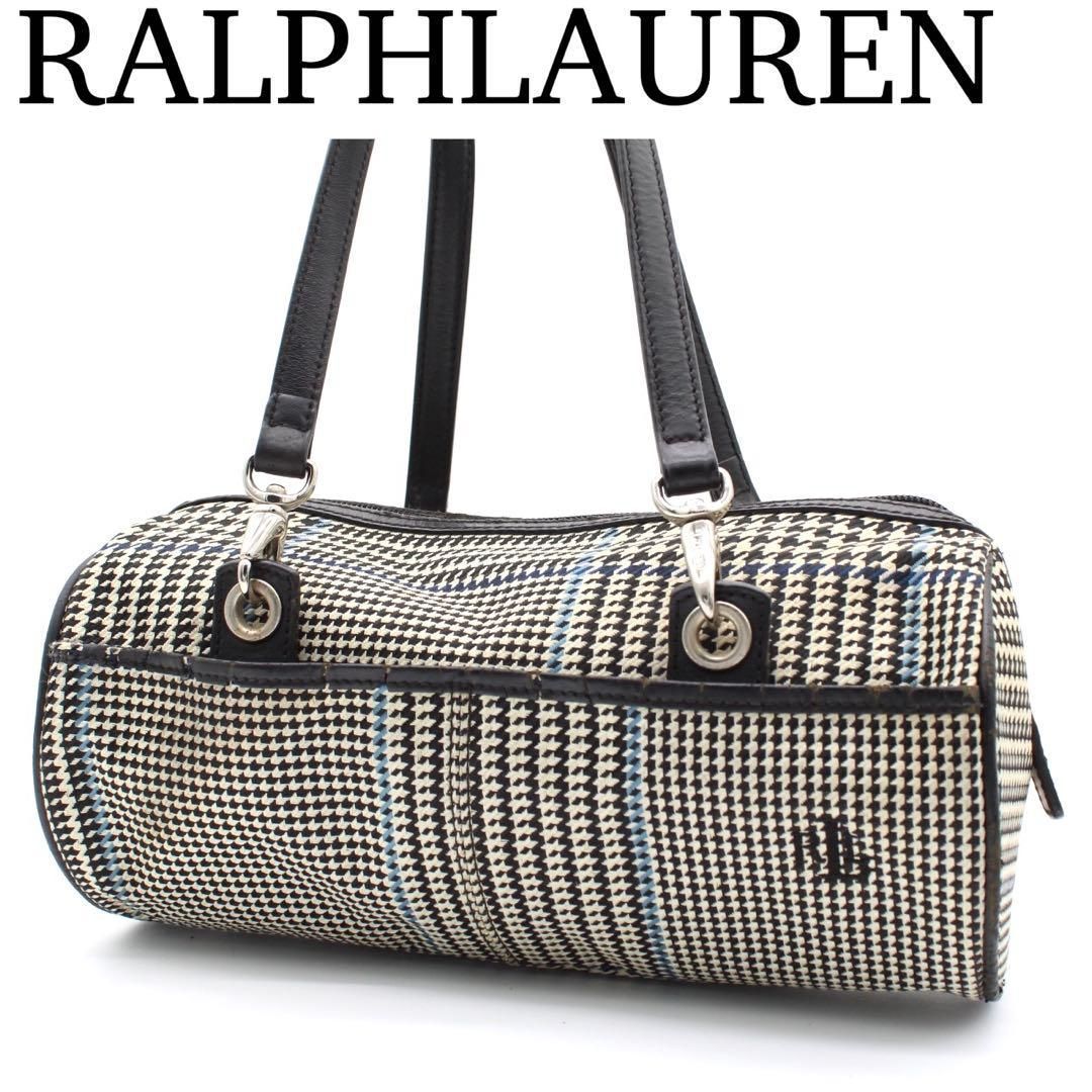 良品】LAURENRALPHLAUREN 千鳥格子 ミニボストンバッグ 黒色 - メルカリ