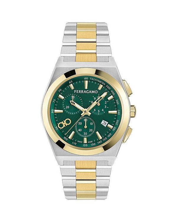 フェラガモ レディース アクセサリー 腕時計 FERRAGAMO Vega Upper East Chronograph 42mm GreenTwoTone グリーン