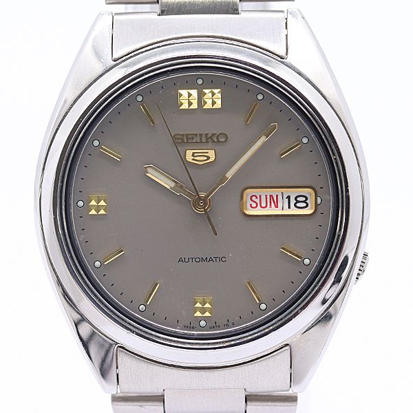 良品 稼働 セイコー セイコー5 7S26-3040 AT/自動巻 グレー文字盤