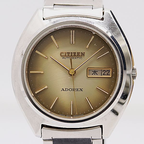 美品 稼働 シチズン アドレックス 4-385021 SS AT/自動巻 ゴールド文字盤 メンズ腕時計 0012100 5JWT KMT ABC22867