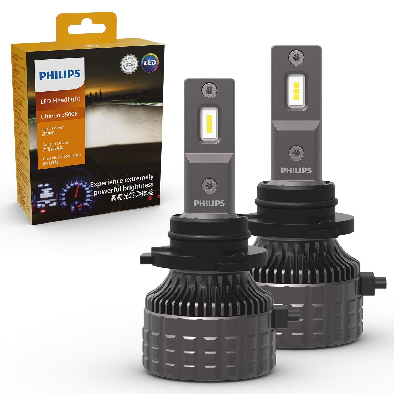 Philips(フィリップス) HB3/4 LEDヘッドライト 【新車検・ロービーム車検対応】 6500K 高輝度タイプ ハイルーメン 自動車用バルブ 11005U3500X2 2個入