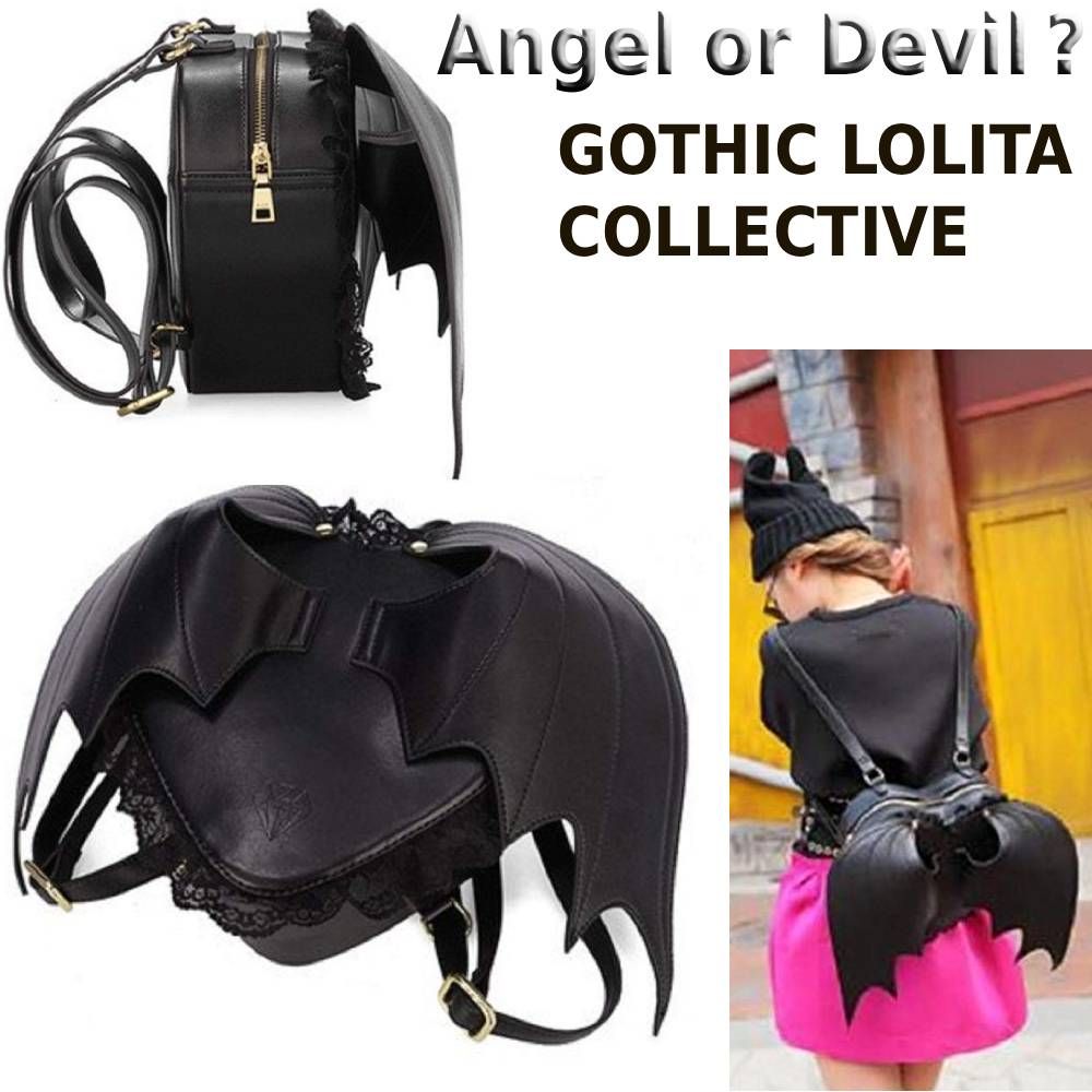 新品☆天使or悪魔?/コウモリ羽 リュック☆ハート型 レース付 地雷系 