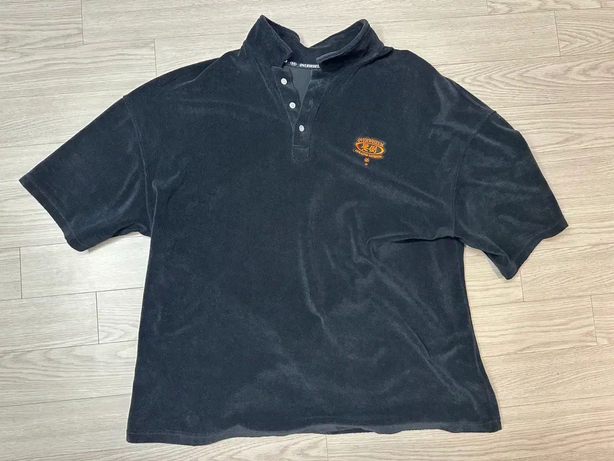 L 圧倒タオル カラーTシャツ ブラックオレンジ