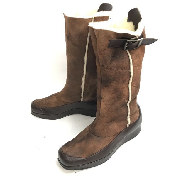 ステファンケリアン/Stephane Kelian★レザー/ロングムートンブーツ【23.0-23.5程度/レディース/size:5/茶】インナーボア/Boots◆UWB89-36