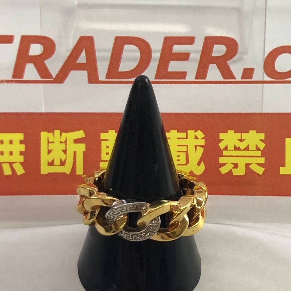 04w6940∞※【中古】 VERSACE ヴェルサーチ グレカチェーン リング 指輪 19号 ゴールド/シルバー 【八王子店】