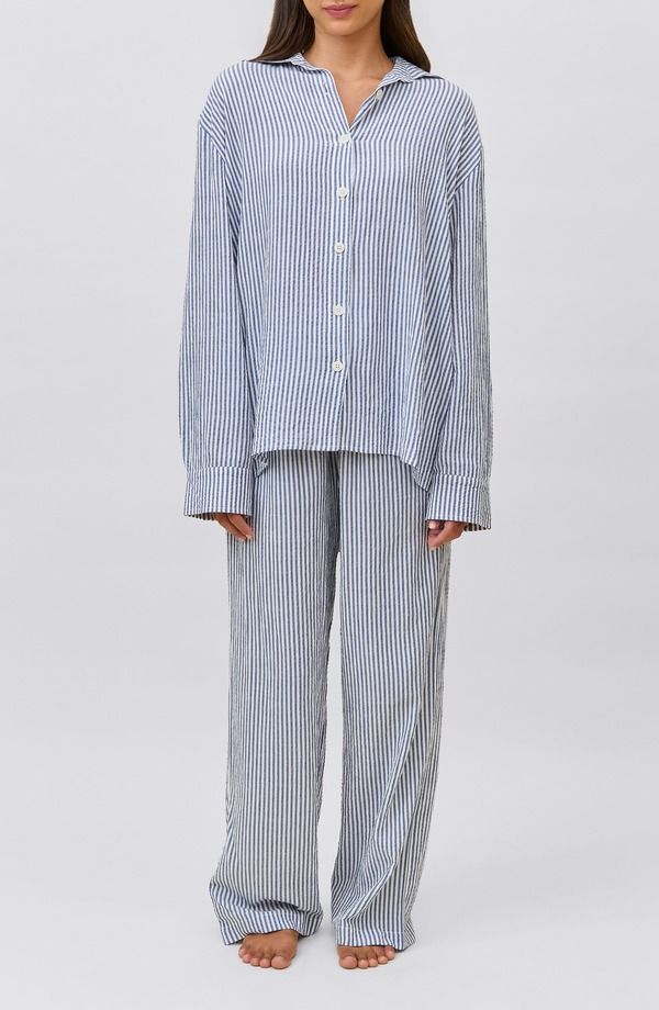 パピネール レディース アンダーウェア ナイトウェア Papinelle Sabine Stripe Seersucker Pajamas Navy Stripe ネイビー