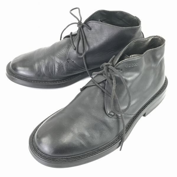 ジェオックス/GEOX★グッドイヤー製法/本革/レザー/チャッカブーツ【40/25.0/黒】ビジネス◆WB60-10
