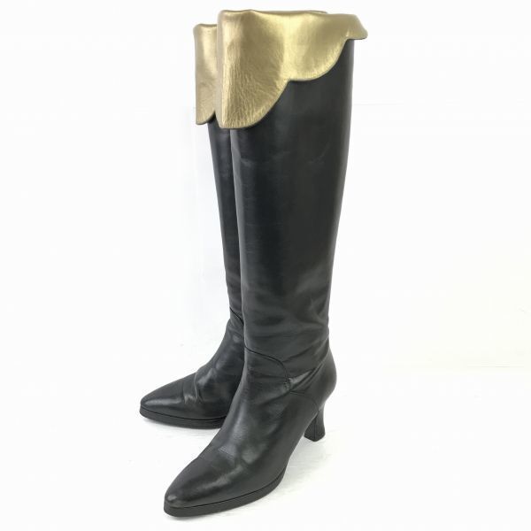 Yves Saint Laurent/イヴサンローラン★ロングブーツ【36.5/23.0-23.5/黒】サイドジップ◆WB59-9