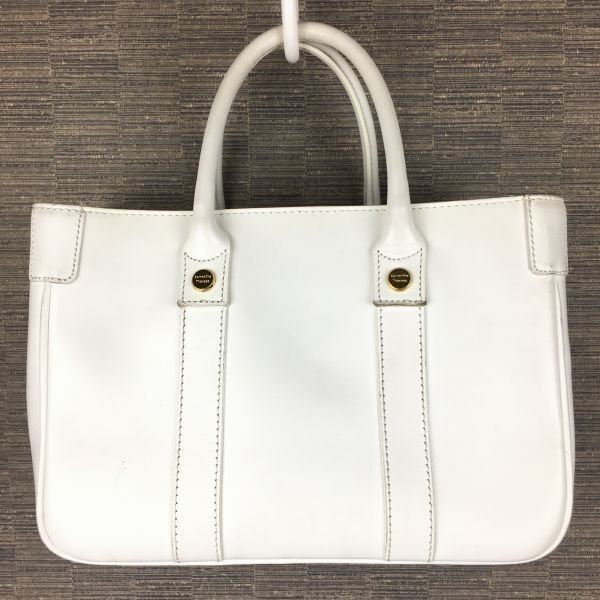Samantha Thavasa, Samantha Thavasa Leather Hand/Mini Tote Bag, White Middle, Small and Medium Storage, Tubed, NO.B17-12