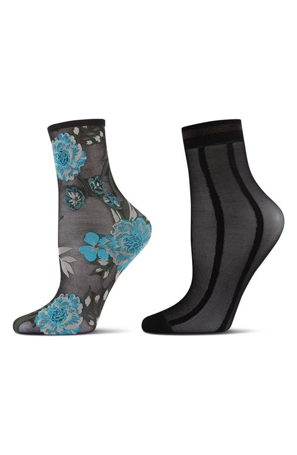 メモイ レディース アンダーウェア 靴下 アンクル MeMoi Assorted 2Pack Ankle Socks BlackNude ブラック